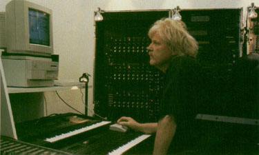 Edgar Froese in his 'vintage' studio during the production of the Tangents box set, 1994